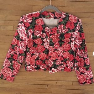 ILGWU 80s-90s floral denim jacket sz M